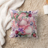 ピンクパラダイスガーデンウォーターカラーフラワー クッション (ブランケット)