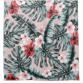 ピンクパラダイストロピカルアイランドフローラ植物学 シャワーカーテン (正面)