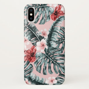 ピンクパラダイス トロピカルアイランド フローラル ボタニカル iPhone X ケース