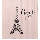ピンクパリエッフェルタワーシャワーカーテンバスデコール シャワーカーテン (正面)