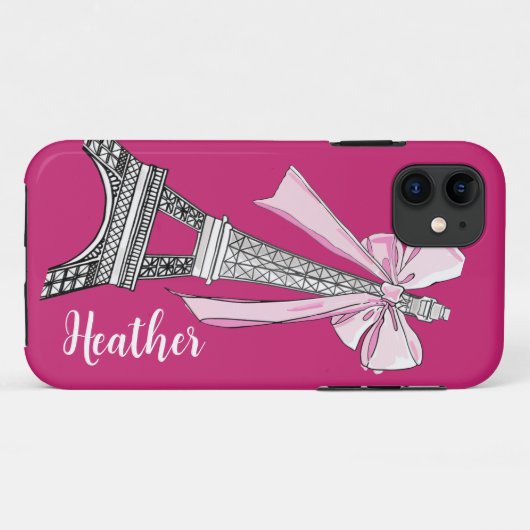 ピンクパリエッフェルタワーパーソナライズされたiPhoneケース Case-Mate iPhoneケース (裏面(横))