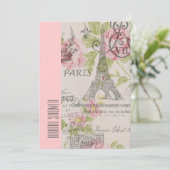 ピンクパリエッフェルタワーヴィンテージブライダルシャワー 招待状 (スタンド正面)