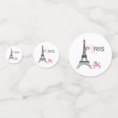 ピンクパリエッフェルタワー&プードルストライプのパーティー コンフェッティ (正面)