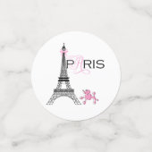 ピンクパリエッフェルタワー&プードルストライプのパーティー コンフェッティ (スモール正面)