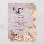 ピンクパリカフェベビーシャワー招待状 サンキューカード (正面/裏面)