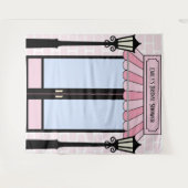 ピンクパリジャンブライダルシャワーフォトブース背景 タペストリー (正面(横))