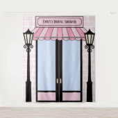 ピンクパリジャンブライダルシャワーフォトブース背景 タペストリー (正面)