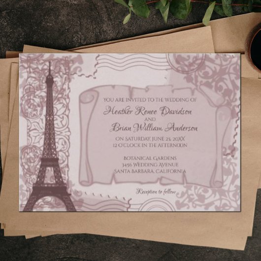 ピンクパリジャン結婚式招待状 招待状