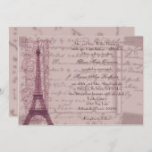 ピンクパリジャン結婚式招待状 招待状 (正面/裏面)
