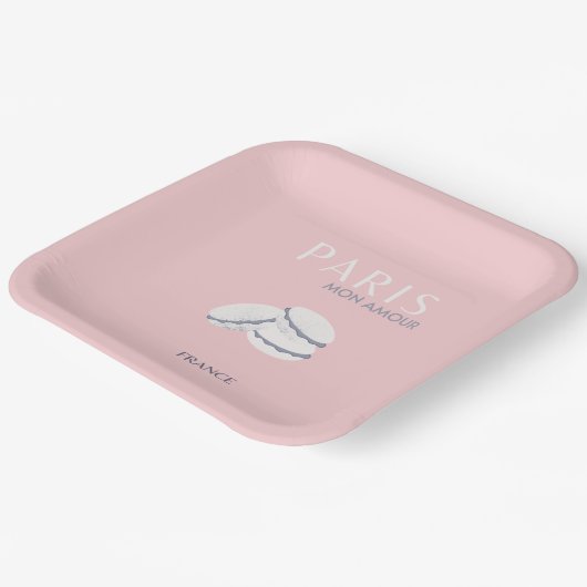 ピンクパリトラベルアートパステル名門私立校風のマカロン ペーパープレート (傾斜あり)