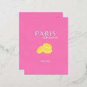 ピンクパリトラベルアートレトロアートデ名門私立校風のコル 箔シーズンポストカード (正面/裏面)