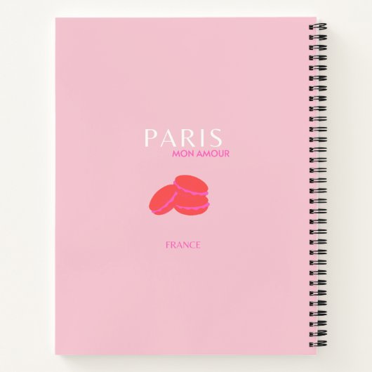 ピンクパリトラベルアート名門私立校風のマカロン ノートブック (裏面)