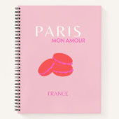 ピンクパリトラベルアート名門私立校風のマカロン ノートブック (正面)