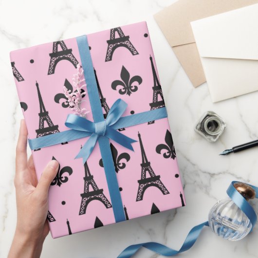 ピンクパリパターンパーティーエッフェルタワーラップ ラッピングペーパー (ギフト)