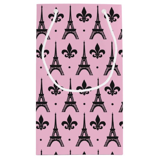 ピンクパリパターンパーティーエッフェルタワー抱き枕 スモールペーパーバッグ (裏面)