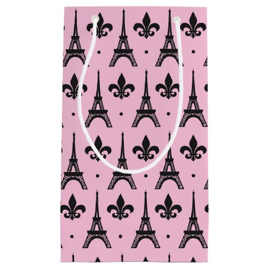 ピンクパリパターンパーティーエッフェルタワー抱き枕 スモールペーパーバッグ (正面)