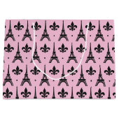 ピンクパリパターンパーティーエッフェルタワー抱き枕 ラージペーパーバッグ (正面)