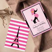 ピンクパリプードルの最初の誕生日パーティー 招待状