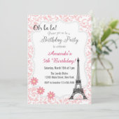 ピンクパリロマンチック誕生日招待状 招待状 (スタンド正面)