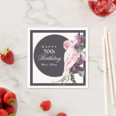 ピンクパロットボホボタニカル50誕生日 スタンダードカクテルナプキン (インサイチュ)