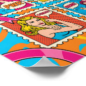 ピンクパワーポップアートポスター - 乳がん啓発 ポスター (角)