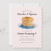 ピンクパンケーキパジャマ 誕生日招待状 招待状 (正面)