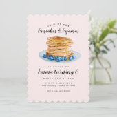 ピンクパンケーキパジャマ 誕生日招待状 招待状 (スタンド正面)