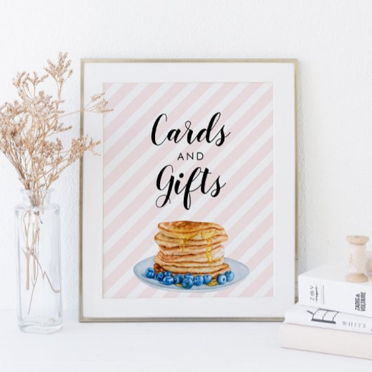 ピンクパンケーキブライダルシャワーブランチカードギフトサイン ポスター
