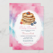 ピンクパンケーキベビーブランチベリーベビーシャワー 招待状 (正面/裏面)