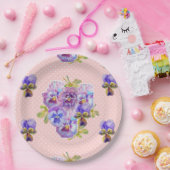 ピンクパンシードットフラワーパターン紙パーティープレート ペーパープレート (パーティー)