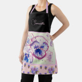 ピンクパンシーパンジー水彩花フローラアート エプロン (インサイチュ)