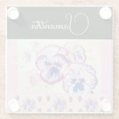 ピンクパンシーパンジー水彩花フローラアート ガラスコースター (裏面)