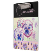 ピンクパンシーパンジー水彩花フローラアート クリップボード (左)