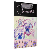 ピンクパンシーパンジー水彩花フローラアート クリップボード (右)