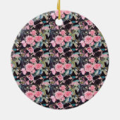 ピンクパンシーパンジー水彩花フローラアート セラミックオーナメント (裏面)