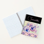 ピンクパンシーパンジー水彩花フローラアート ノートブック (内部)