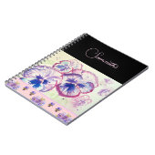 ピンクパンシーパンジー水彩花フローラアート ノートブック (左側)