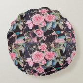 ピンクパンシーパンジー水彩花フローラアート ラウンドクッション (裏面)