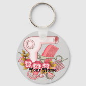 ピンクパンシー美容師 キーホルダー (正面)