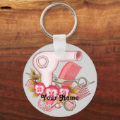 ピンクパンシー美容師 キーホルダー (正面)