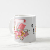 ピンクパンジーの美容師 コーヒーマグカップ (正面左)