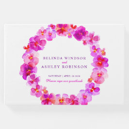 ピンクパンジーリースウォーター結婚カラーのゲストブック ゲストブック