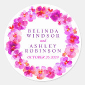 ピンクパンジーリースカスタムウォーターカラーアートシール ラウンドシール (正面)