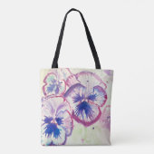 ピンクパンジー水絵を描色のフローラアートガールズ トートバッグ (裏面)
