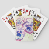 ピンクパンジー水絵を描色のフローラアート トランプ (裏面)