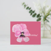 ピンクパンジー誕生日カード ポストカード (スタンド正面)