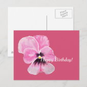 ピンクパンジー誕生日カード ポストカード (正面/裏面)