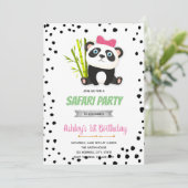 ピンクパンダの誕生日の招待 サンキューカード (スタンド正面)