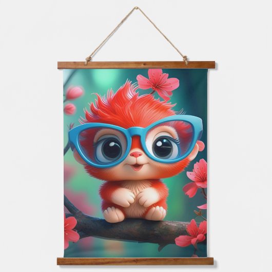 ピンクパンダカートゥーンオンザブランチ 吊り下げ型タペストリー (正面)