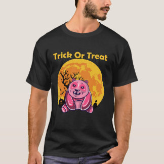 ピンクパンダジャックオランタンパンプキンハロウィ不気味ン Tシャツ